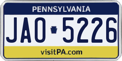 PA license plate JAO5226