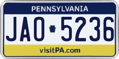 PA license plate JAO5236