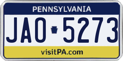 PA license plate JAO5273