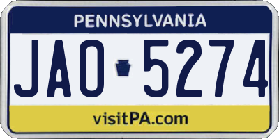PA license plate JAO5274
