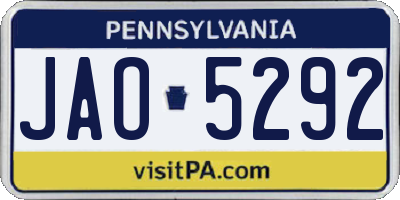 PA license plate JAO5292
