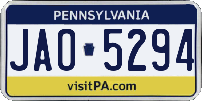 PA license plate JAO5294