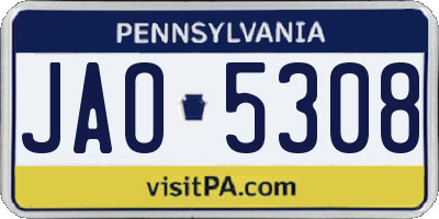 PA license plate JAO5308