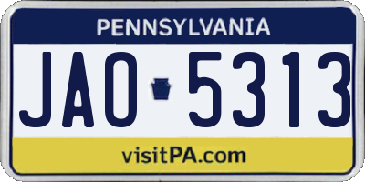 PA license plate JAO5313