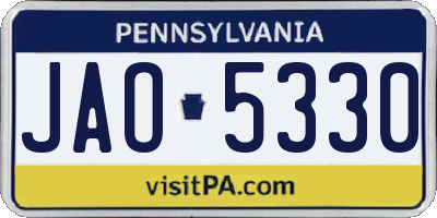 PA license plate JAO5330