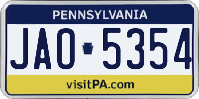 PA license plate JAO5354