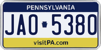 PA license plate JAO5380