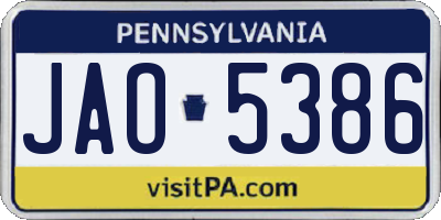 PA license plate JAO5386