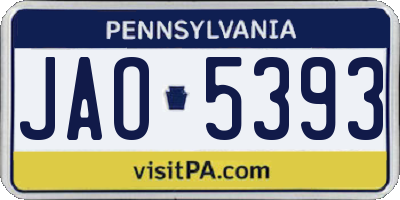 PA license plate JAO5393