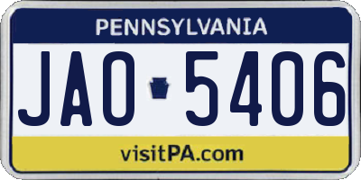 PA license plate JAO5406
