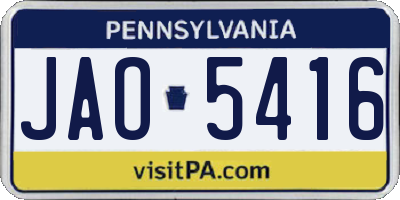 PA license plate JAO5416