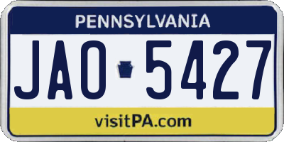 PA license plate JAO5427