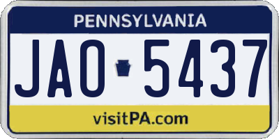 PA license plate JAO5437
