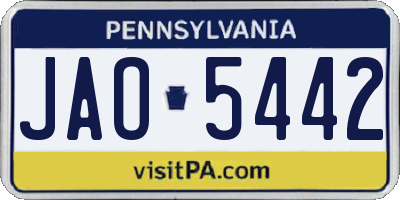 PA license plate JAO5442