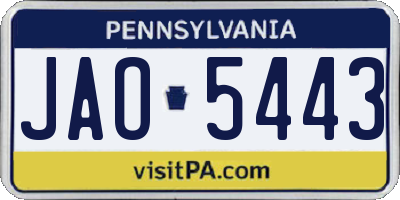PA license plate JAO5443