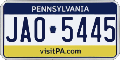 PA license plate JAO5445
