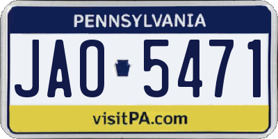 PA license plate JAO5471