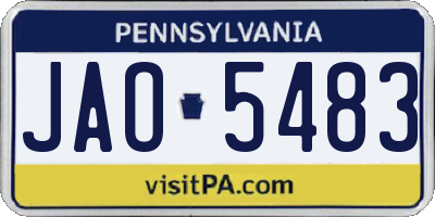 PA license plate JAO5483