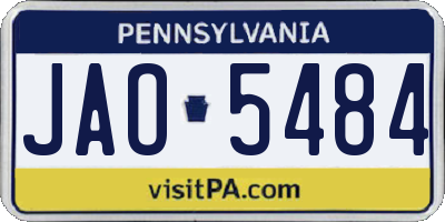 PA license plate JAO5484