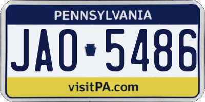 PA license plate JAO5486