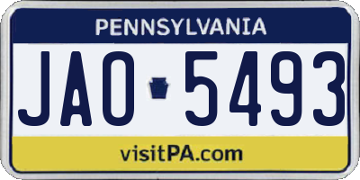 PA license plate JAO5493