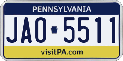 PA license plate JAO5511