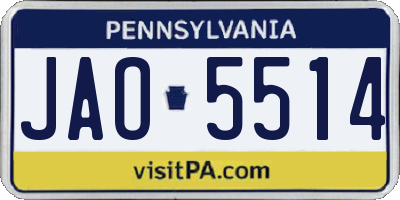 PA license plate JAO5514