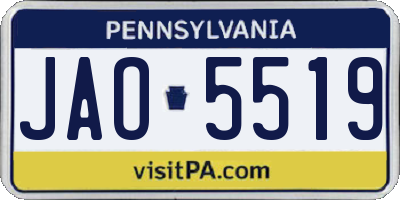 PA license plate JAO5519