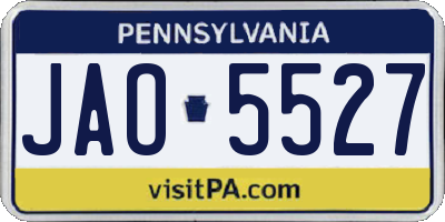 PA license plate JAO5527