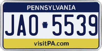 PA license plate JAO5539