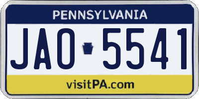 PA license plate JAO5541