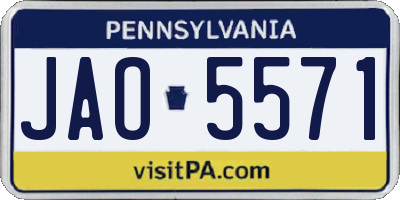 PA license plate JAO5571