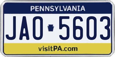 PA license plate JAO5603
