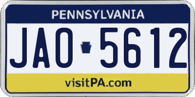 PA license plate JAO5612