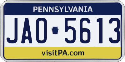 PA license plate JAO5613