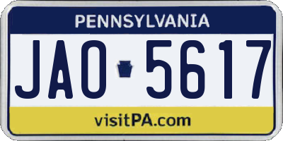 PA license plate JAO5617