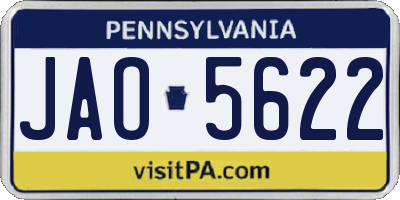 PA license plate JAO5622