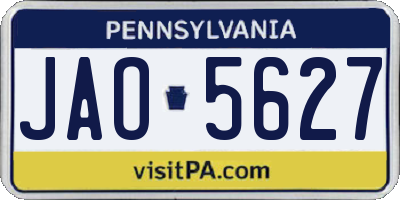 PA license plate JAO5627
