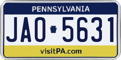 PA license plate JAO5631
