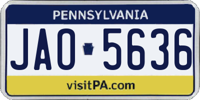 PA license plate JAO5636