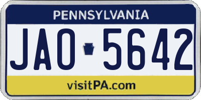 PA license plate JAO5642