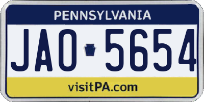 PA license plate JAO5654