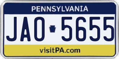 PA license plate JAO5655