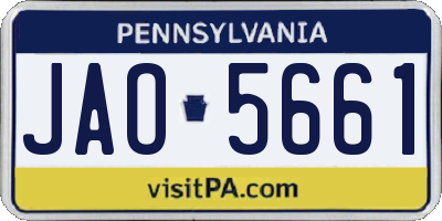 PA license plate JAO5661