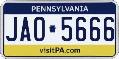 PA license plate JAO5666
