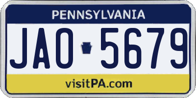PA license plate JAO5679