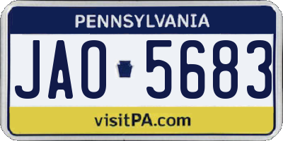 PA license plate JAO5683