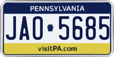 PA license plate JAO5685