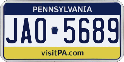 PA license plate JAO5689