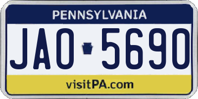 PA license plate JAO5690